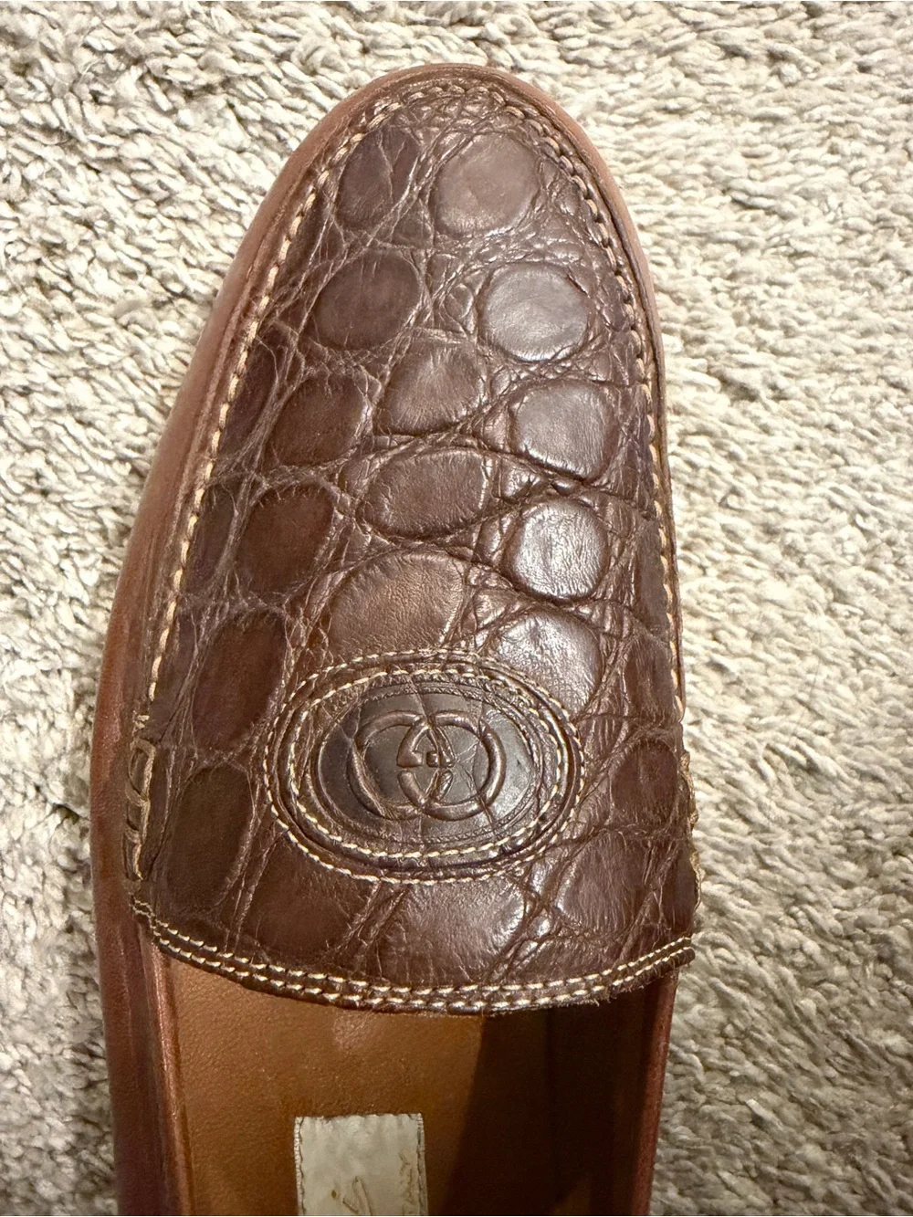 Vintage Gucci Men’s Alligator Top Horsebit Loafers 110 1227 Style